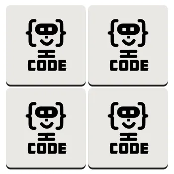 Code Heroes symbol, ΣΕΤ 4 Σουβέρ ξύλινα τετράγωνα (9cm)
