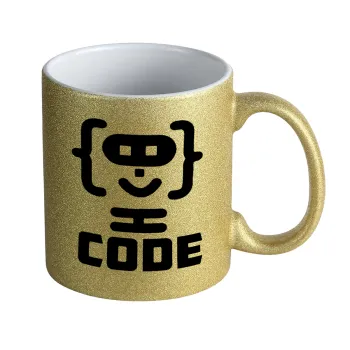Code Heroes symbol, Κούπα Χρυσή Glitter που γυαλίζει, κεραμική, 330ml