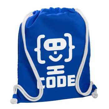 Code Heroes symbol, Τσάντα πλάτης πουγκί GYMBAG Μπλε, με τσέπη (40x48cm) & χονδρά κορδόνια
