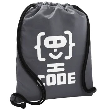 Code Heroes symbol, Backpack pouch GYMBAG GREY, with pocket (40x48cm) & thick cords