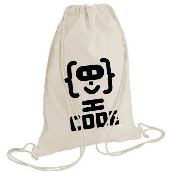 Code Heroes symbol, Τσάντα πλάτης πουγκί GYMBAG natural (28x40cm)