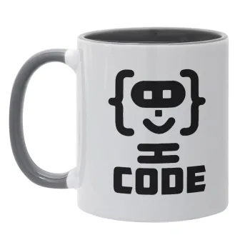 Code Heroes symbol, Κούπα χρωματιστή γκρι, κεραμική, 330ml