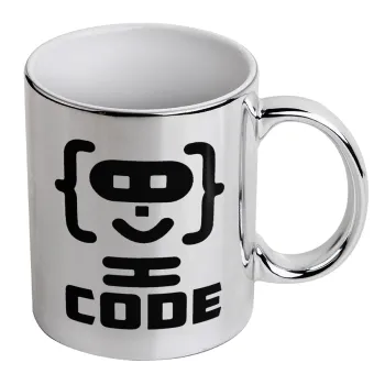 Code Heroes symbol, Mug ceramic, silver mirror, 330ml
