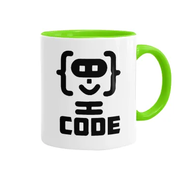 Code Heroes symbol, Mug colored light green, ceramic, 330ml