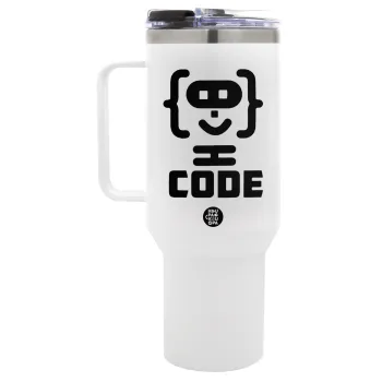 Code Heroes symbol, Mega Tumbler με καπάκι, διπλού τοιχώματος (θερμό) 1,2L