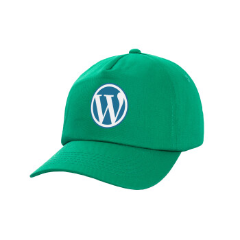 Wordpress, Καπέλο παιδικό Baseball, 100% Βαμβακερό Twill, Πράσινο (ΒΑΜΒΑΚΕΡΟ, ΠΑΙΔΙΚΟ, UNISEX, ONE SIZE)