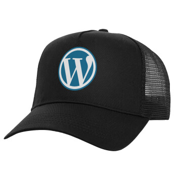 Wordpress, Καπέλο Ενηλίκων Structured Trucker, με Δίχτυ, Μαύρο (100% ΒΑΜΒΑΚΕΡΟ, ΕΝΗΛΙΚΩΝ, UNISEX, ONE SIZE)