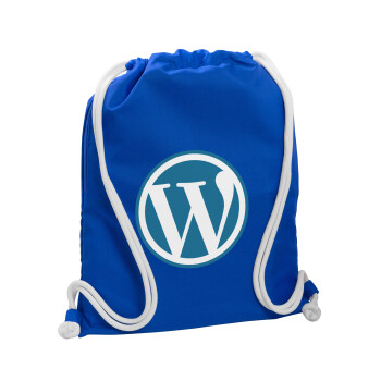 Wordpress, Τσάντα πλάτης πουγκί GYMBAG Μπλε, με τσέπη (40x48cm) & χονδρά κορδόνια