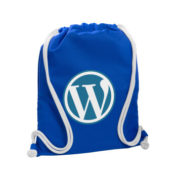 Wordpress, Backpack pouch GYMBAG Blue, with pocket (40x48cm) & thick cords