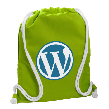 Wordpress, Τσάντα πλάτης πουγκί GYMBAG LIME GREEN, με τσέπη (40x48cm) & χονδρά κορδόνια