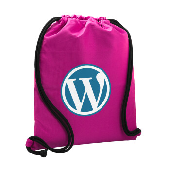 Wordpress, Τσάντα πλάτης πουγκί GYMBAG Φούξια, με τσέπη (40x48cm) & χονδρά κορδόνια