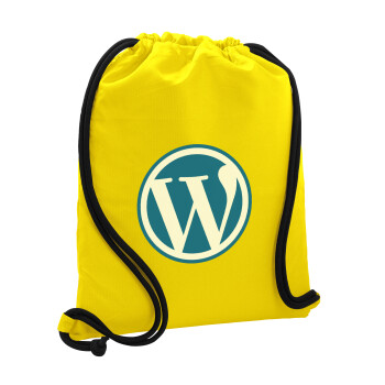 Wordpress, Τσάντα πλάτης πουγκί GYMBAG Κίτρινη, με τσέπη (40x48cm) & χονδρά κορδόνια
