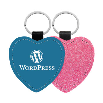 Wordpress, Μπρελόκ PU δερμάτινο glitter καρδιά ΡΟΖ
