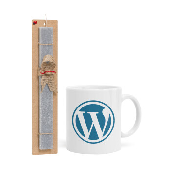 Wordpress, Πασχαλινό Σετ, Κούπα κεραμική (330ml) & πασχαλινή λαμπάδα αρωματική πλακέ (30cm) (ΓΚΡΙ)