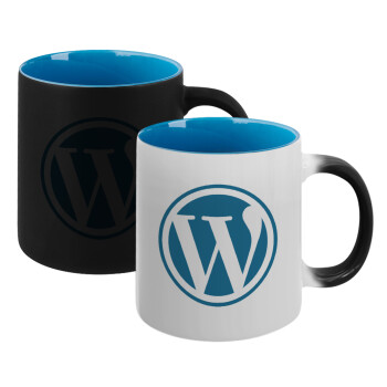 Wordpress, Κούπα Μαγική εσωτερικό μπλε, κεραμική 330ml που αλλάζει χρώμα με το ζεστό ρόφημα (1 τεμάχιο)