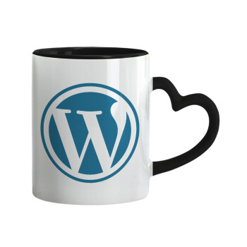 Wordpress, Mug heart black handle, ceramic, 330ml