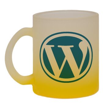 Wordpress, Κούπα γυάλινη δίχρωμη με βάση το κίτρινο ματ, 330ml