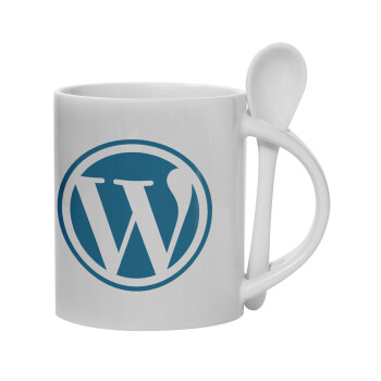 Wordpress, Ceramic coffee mug with Spoon, 330ml (1pcs)