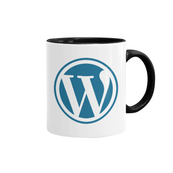 Wordpress, Κούπα χρωματιστή μαύρη, κεραμική, 330ml