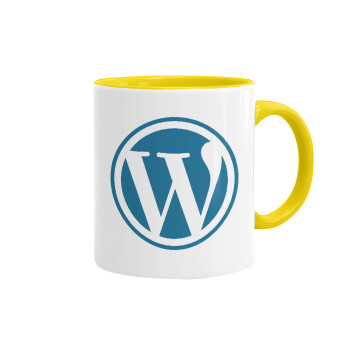 Wordpress, Κούπα χρωματιστή κίτρινη, κεραμική, 330ml