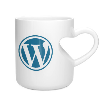Wordpress, Κούπα καρδιά λευκή, κεραμική, 330ml