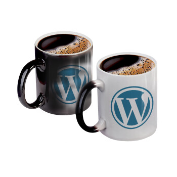 Wordpress, Color changing magic Mug, ceramic, 330ml when adding hot liquid inside, the black colour desappears (1 pcs)