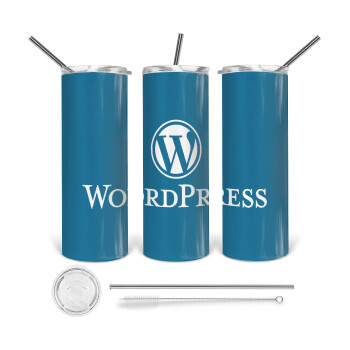 Wordpress, 360 Eco friendly ποτήρι θερμό (tumbler) από ανοξείδωτο ατσάλι 600ml, με μεταλλικό καλαμάκι & βούρτσα καθαρισμού