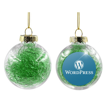 Wordpress, Χριστουγεννιάτικη μπάλα δένδρου διάφανη με πράσινο γέμισμα 8cm