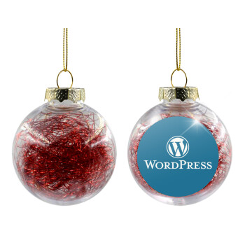 Wordpress, Χριστουγεννιάτικη μπάλα δένδρου διάφανη με κόκκινο γέμισμα 8cm