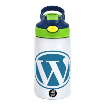 Wordpress, Παιδικό παγούρι θερμό, ανοξείδωτο, με καλαμάκι ασφαλείας, πράσινο/μπλε (350ml)