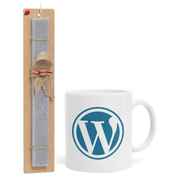 Wordpress, Πασχαλινή Λαμπάδα με Κούπα κεραμική (330ml) & κερί αρωματικό πλακέ (30cm) (ΓΚΡΙ)