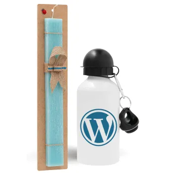 Wordpress, Easter Set, metallic aluminum water bottle (500ml) & scented flat candle (30cm) (TURQUOISE)