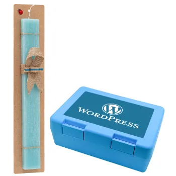 Wordpress, Easter Set, children's snack container BLUE & Easter aromatic flat candle (30cm) (TURQUOISE)