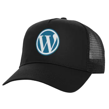 Wordpress, Καπέλο Ενηλίκων Structured Trucker, με Δίχτυ, Μαύρο (100% ΒΑΜΒΑΚΕΡΟ, ΕΝΗΛΙΚΩΝ, UNISEX, ONE SIZE)