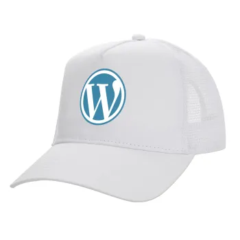 Wordpress, Καπέλο Ενηλίκων Structured Trucker, με Δίχτυ, ΛΕΥΚΟ (100% ΒΑΜΒΑΚΕΡΟ, ΕΝΗΛΙΚΩΝ, UNISEX, ONE SIZE)
