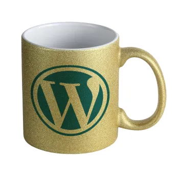 Wordpress, Κούπα Χρυσή Glitter που γυαλίζει, κεραμική, 330ml