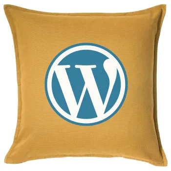 Wordpress, Μαξιλάρι καναπέ Κίτρινο 100% βαμβάκι, περιέχεται το γέμισμα (50x50cm)