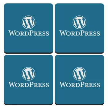 Wordpress, ΣΕΤ 4 Σουβέρ ξύλινα τετράγωνα (9cm)