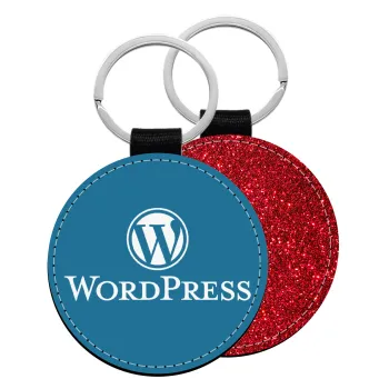 Wordpress, Μπρελόκ Δερματίνη, στρογγυλό ΚΟΚΚΙΝΟ (5cm)