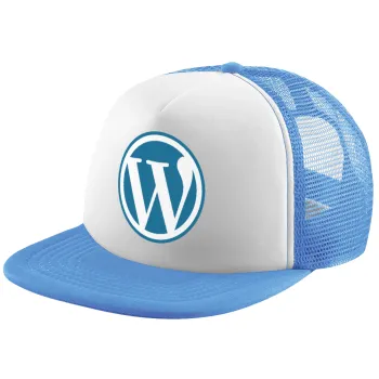 Wordpress, Child's Soft Trucker Hat with Blue/White Mesh (POLYESTER, CHILD, ONE SIZE)