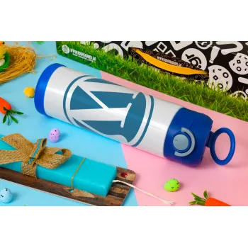 Wordpress, Easter candle, Childrens hot water bottle, stainless steel, with safety straw, BLUE (500ml)