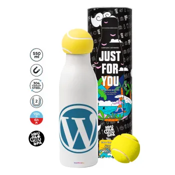 Wordpress, Μπάλα τένις μεταλλικό παγούρι θερμός, διπλού τοιχώματος, 550ml