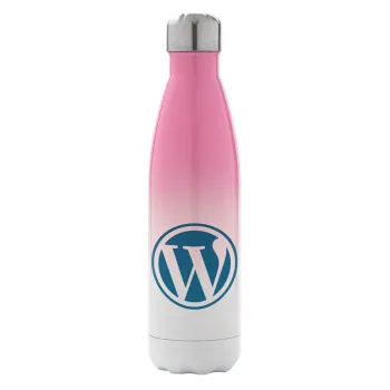 Wordpress, Metal mug thermos Pink/White (Stainless steel), double wall, 500ml