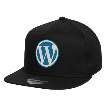 Wordpress, Καπέλο παιδικό Flat Snapback, Μαύρο (100% ΒΑΜΒΑΚΕΡΟ, ΠΑΙΔΙΚΟ, UNISEX, ONE SIZE)
