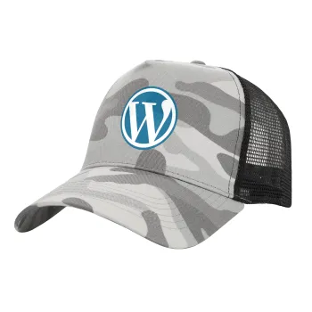 Wordpress, Καπέλο Ενηλίκων Structured Trucker, με Δίχτυ, (παραλλαγή) Army Camo (100% ΒΑΜΒΑΚΕΡΟ, ΕΝΗΛΙΚΩΝ, UNISEX, ONE SIZE)