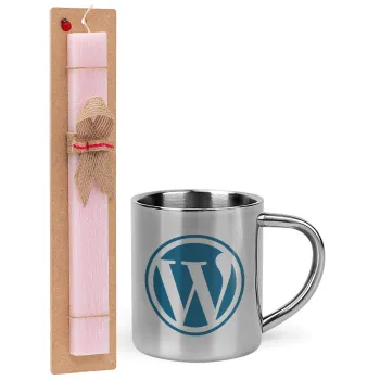 Wordpress, Easter Set, metallic thermal cup (300ml) & aromatic flat Easter candle (30cm) (PINK)