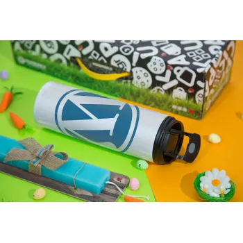Wordpress, Πασχαλινή Λαμπάδα με Travel Tumbler θερμό με διπλό καπάκι (600ml, BPA free) & κερί αρωματικό πλακέ (30cm) (ΤΙΡΚΟΥΑΖ)