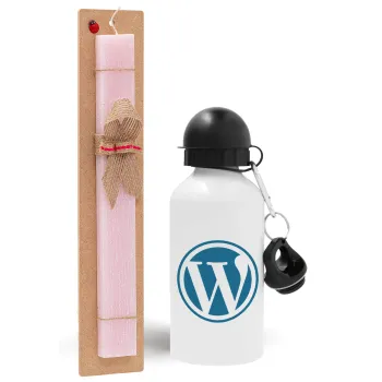 Wordpress, Easter Set, metallic aluminum bottle (500ml) & aromatic flat Easter candle (30cm) (PINK)