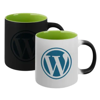Wordpress, Κούπα Μαγική εσωτερικό πράσινο, κεραμική 330ml που αλλάζει χρώμα με το ζεστό ρόφημα