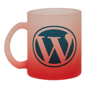 Wordpress, Κούπα γυάλινη δίχρωμη με βάση το κόκκινο ματ, 330ml